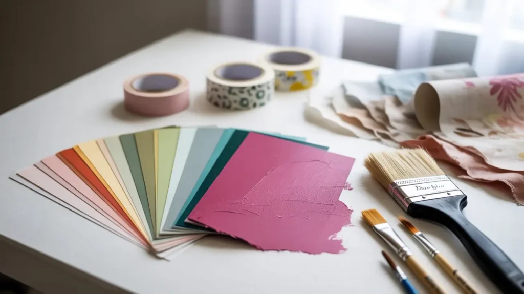 Pink-Green-Living-Room-Paint-Makeover